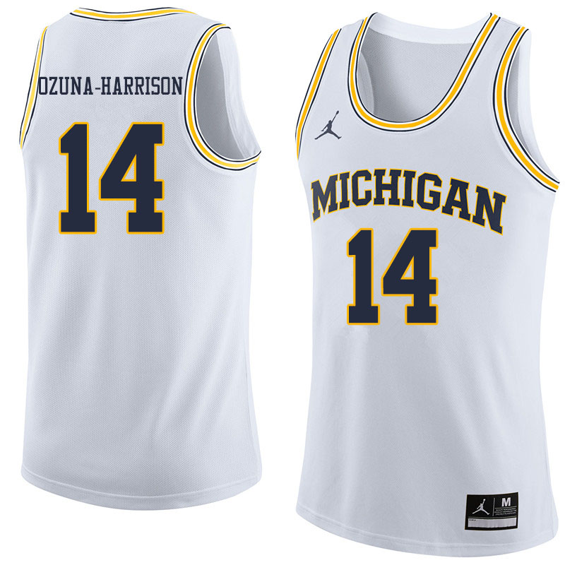 Men #14 Rico Ozuna-Harrison Michigan Wolverines College Basketball Jerseys Sale-White - Click Image to Close